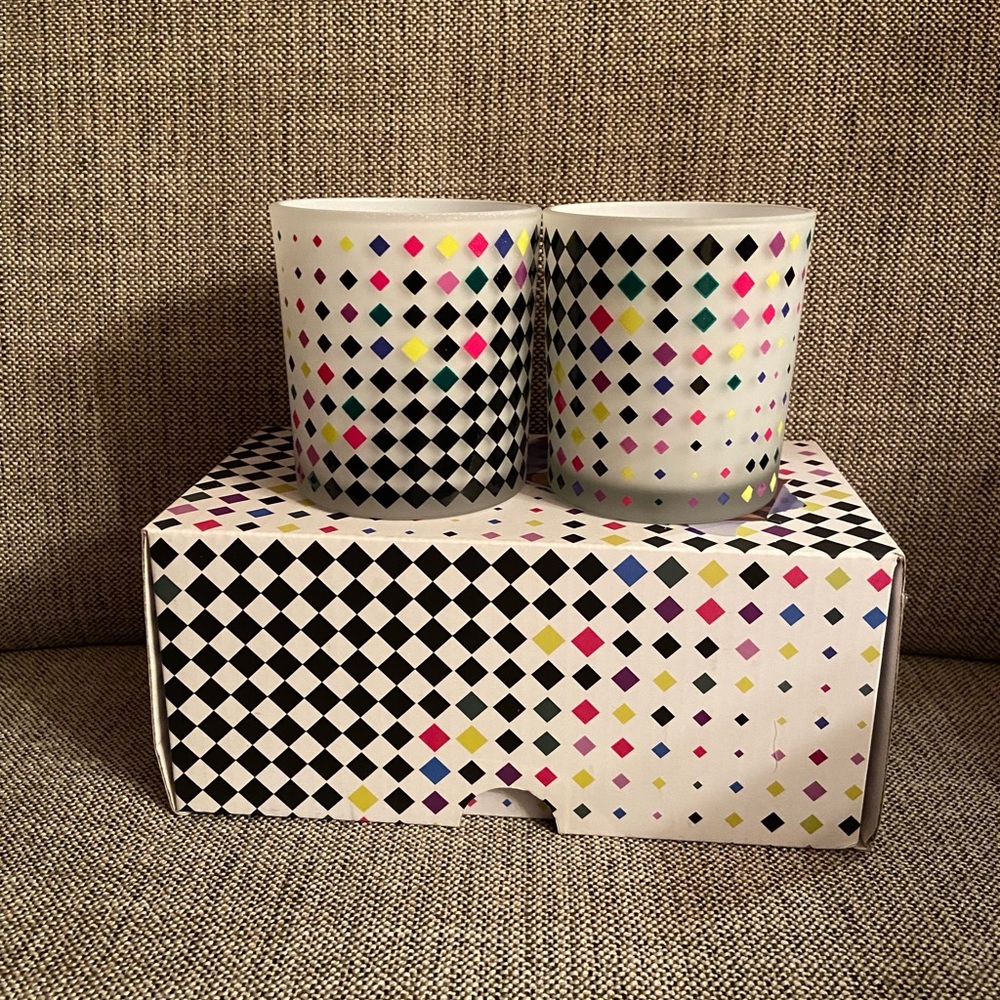 NIB Bloomingdale’s Checkerboard Glass Votive Candle Holders